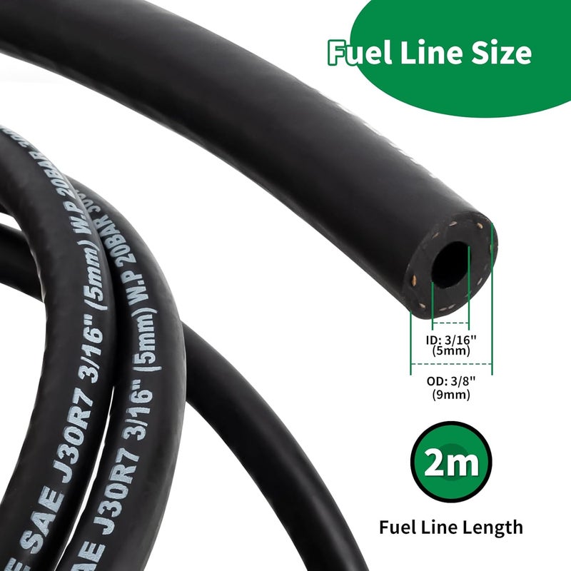 wyevee 3/16 inch- 2m/ 6 Feet Gas Fuel Line Hose with 10 Clamps, 2 Fuel Valves and 2 Filters Kit, Suitable for ATVs Dirt Bikes Mini Bikes Go-Karts and most Small Engines - Image 2